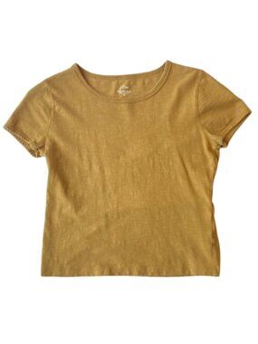 J.CREW 90s Cropped Organic Slub Cotton T-Shirt Womens XS Brown BF366